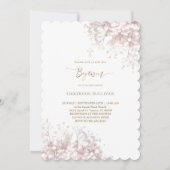 白ピンクのベビーの息の花バプテスマ 招待状 (正面)