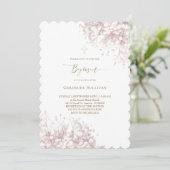 白ピンクのベビーの息の花バプテスマ 招待状 (スタンド正面)