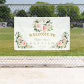 白ピンクの花女の子バプティスクロウェルカムサイン 横断幕 (インサイチュ)