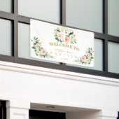 白ピンクの花女の子バプティスクロウェルカムサイン 横断幕 (ビルの外側)