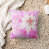 白ピンクの花抽象芸術かわいらしフローラ クッション (ブランケット)