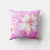 白ピンクの花抽象芸術かわいらしフローラ クッション (裏面)