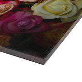 白ピンクの黄色いバラの花束 カッティングボード (角)