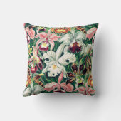 白ピンクの黄色の緑の蘭のパターン クッション (裏面)