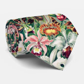 白ピンクの黄色の緑の蘭のパターン ネクタイ (ロール)