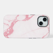 白ピンクエレガントの大理石テクスチャ iPhone 15ケース (裏面横)
