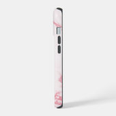 白ピンクエレガントの大理石テクスチャ iPhone 15ケース (左側面)
