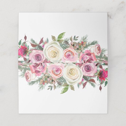 白ピンクエレガントの花名番号座席表 プレイスカード (外部開封)