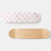 白ピンクモダン色の正方形チェッカーボード スケートボード (横)