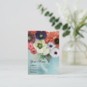 白ピンク赤バラとアネモネの花のモノグラム 名刺 (スタンド正面)