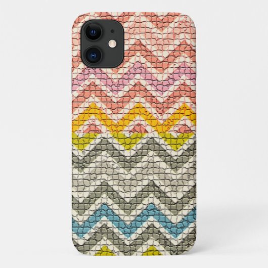 白ピンク黄色の灰色の青モザイクのシブロン Case-Mate iPhoneケース (裏面)
