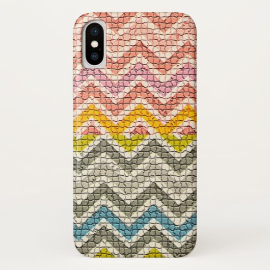 白ピンク黄色の灰色の青モザイクのシブロン Case-Mate iPhoneケース (裏面)