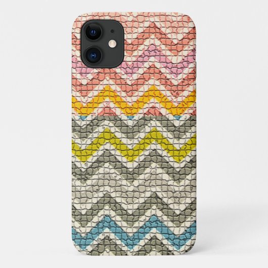 白ピンク黄色の灰色の青モザイクのシブロン Case-Mate iPhoneケース (裏面)