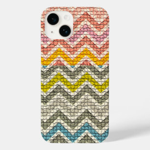 白ピンク黄色の灰色の青モザイクのシブロン Case-Mate iPhone 14ケース