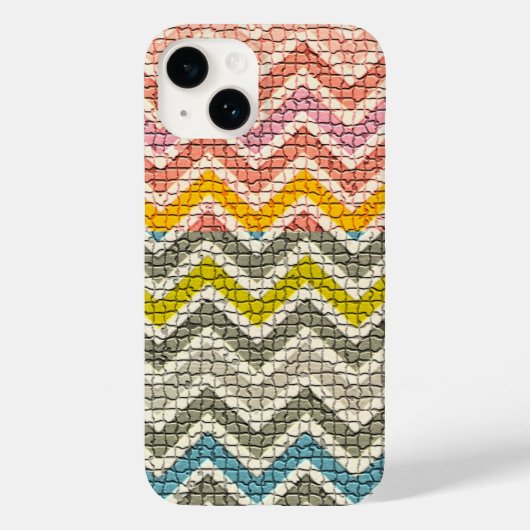 白ピンク黄色の灰色の青モザイクのシブロン Case-Mate iPhoneケース (裏面)