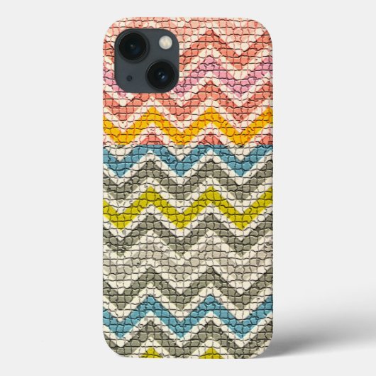 白ピンク黄色の灰色の青モザイクのシブロン Case-Mate iPhoneケース (裏面)