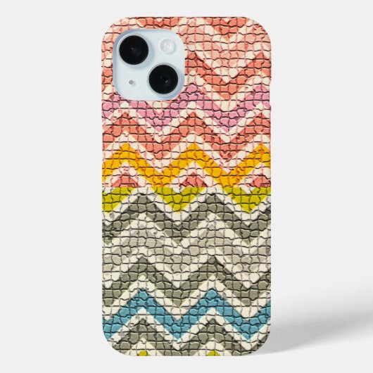 白ピンク黄色の灰色の青モザイクのシブロン Case-Mate iPhoneケース (裏面)