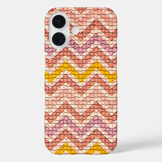 白ピンク黄色モザイク山形 Case-Mate iPhoneケース (裏面)
