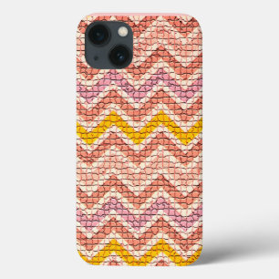 白ピンク黄色モザイク山形 iPhone 13ケース