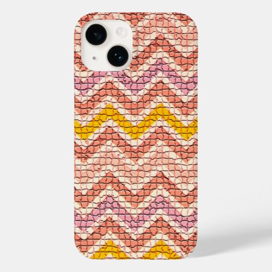 白ピンク黄色モザイク山形 Case-Mate iPhoneケース (裏面)