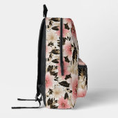 白ピンク黒花模様モノグラモダンム プリントバックパック (左)