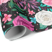 白ピンク ワインレッドのバラの結婚式ラッピングペーパー ラッピングペーパー (ロールコーナー)