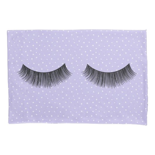 白ピンドット上の黒まつ毛 枕カバー (正面左)