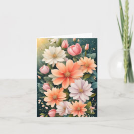 白ピーチピンクの花お母さんの日 シーズンカード