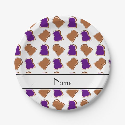 白ピーナッツバターパーソナライズされたゼリーという名前 ペーパープレート (正面)