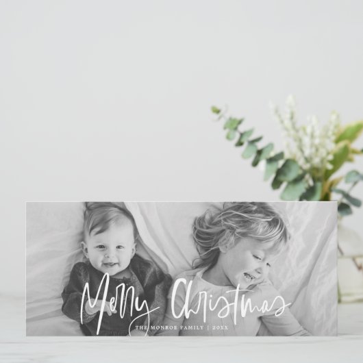 白ファンキー書モダンのスクリプトフォト シーズンカード (スタンド正面)