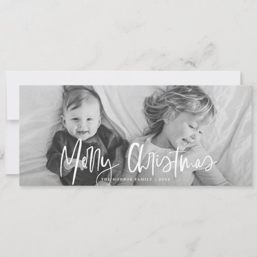 白ファンキー書モダンのスクリプトフォト シーズンカード (正面)