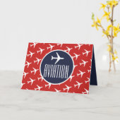 白ファンキー飛行機パイロット航空挨拶カード カード (黄色い花)