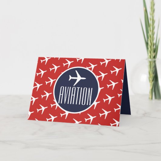 白ファンキー飛行機パイロット航空挨拶カード カード (正面)