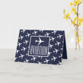 白ファンキー飛行機パイロット航空挨拶カード カード (黄色い花)