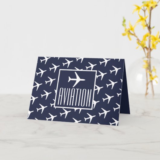 白ファンキー飛行機パイロット航空挨拶カード カード (黄色い花)