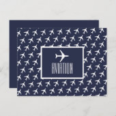 白ファンキー飛行機パイロット航空葉書 案内ポストカード (正面/裏面)