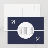 白ファンキー飛行機パイロット航空葉書 案内ポストカード (正面/裏面)
