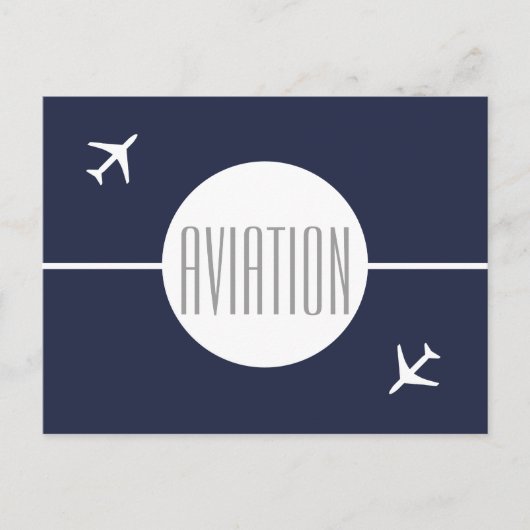 白ファンキー飛行機パイロット航空葉書 案内ポストカード (正面)