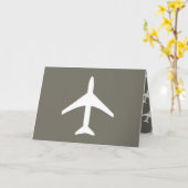 白ファンキー飛行機パイロット飛んでいるグリーティングカード カード (黄色い花)