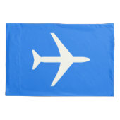 白ファンキー飛行機ブルー背景パイロット航空 枕カバー (裏面)