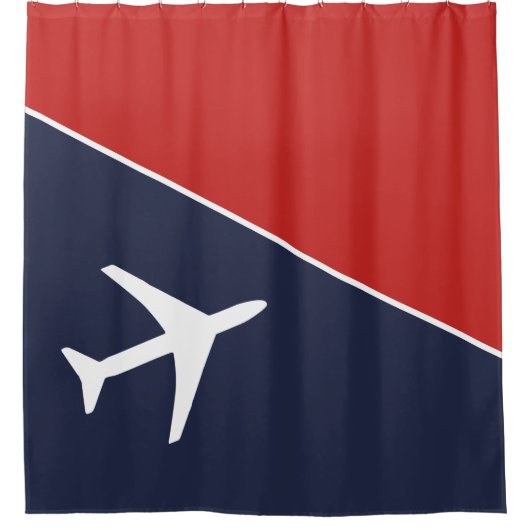 白ファンキー飛行機飛行機パイロット航空 シャワーカーテン (正面)
