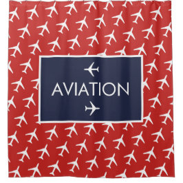 白ファンキー飛行機飛行機パイロット航空 シャワーカーテン