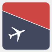 白ファンキー飛行機飛行機パイロット航空 スクエアシール (正面)