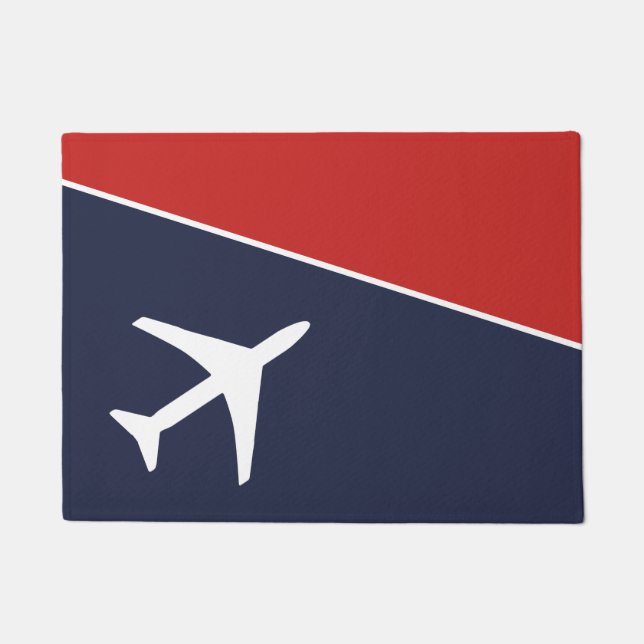 白ファンキー飛行機飛行機パイロット航空 ドアマット (正面)