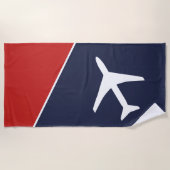 白ファンキー飛行機飛行機パイロット航空 ビーチタオル (正面)