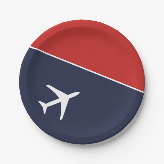 白ファンキー飛行機飛行機パイロット航空 ペーパープレート (正面)