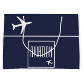 白ファンキー飛行機飛行機パイロット航空 ラージペーパーバッグ (正面)