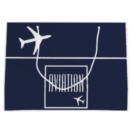 白ファンキー飛行機飛行機パイロット航空 ラージペーパーバッグ