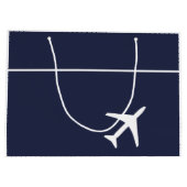 白ファンキー飛行機飛行機パイロット航空 ラージペーパーバッグ (裏面)