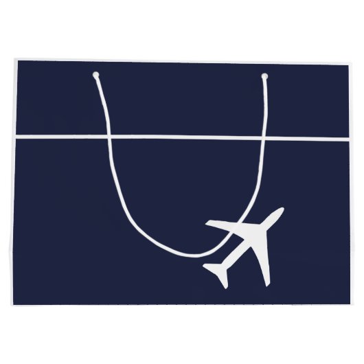 白ファンキー飛行機飛行機パイロット航空 ラージペーパーバッグ (裏面)